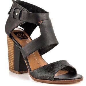 DV by Dolce Vita Parissa Distressed Block Heel Sandals black 8.5